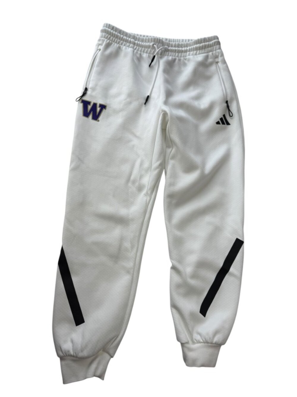 ADIDAS UW Huskies Sweatpants, White.  Jogger Style.  Size Women's Medium